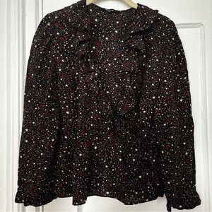 Madewell Silk Star Print Wrap Blouse